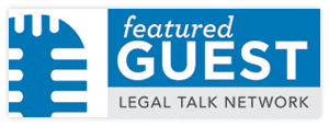 Graphic with a stylized microphone icon beside text reading "featured GUEST" above "LEGAL TALK NETWORK," brought to you by Georgia Probate Law Group - Your Professional Probate Attorney.