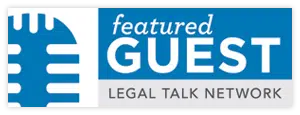 Graphic with a stylized microphone icon beside text reading "featured GUEST" above "LEGAL TALK NETWORK," brought to you by Georgia Probate Law Group - Your Professional Probate Attorney.